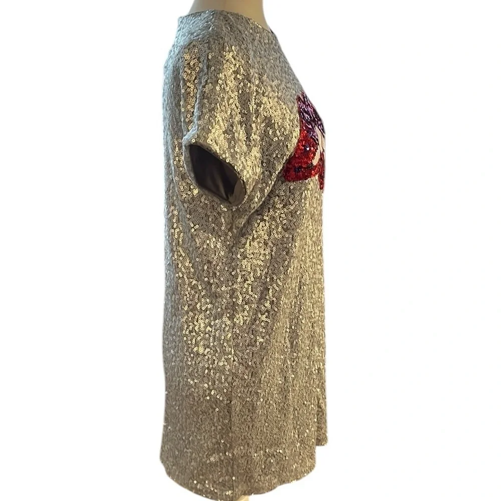 Aiden by Aiden Mattox Silver Sequins Biting Lips Cocktail Dress Size 2